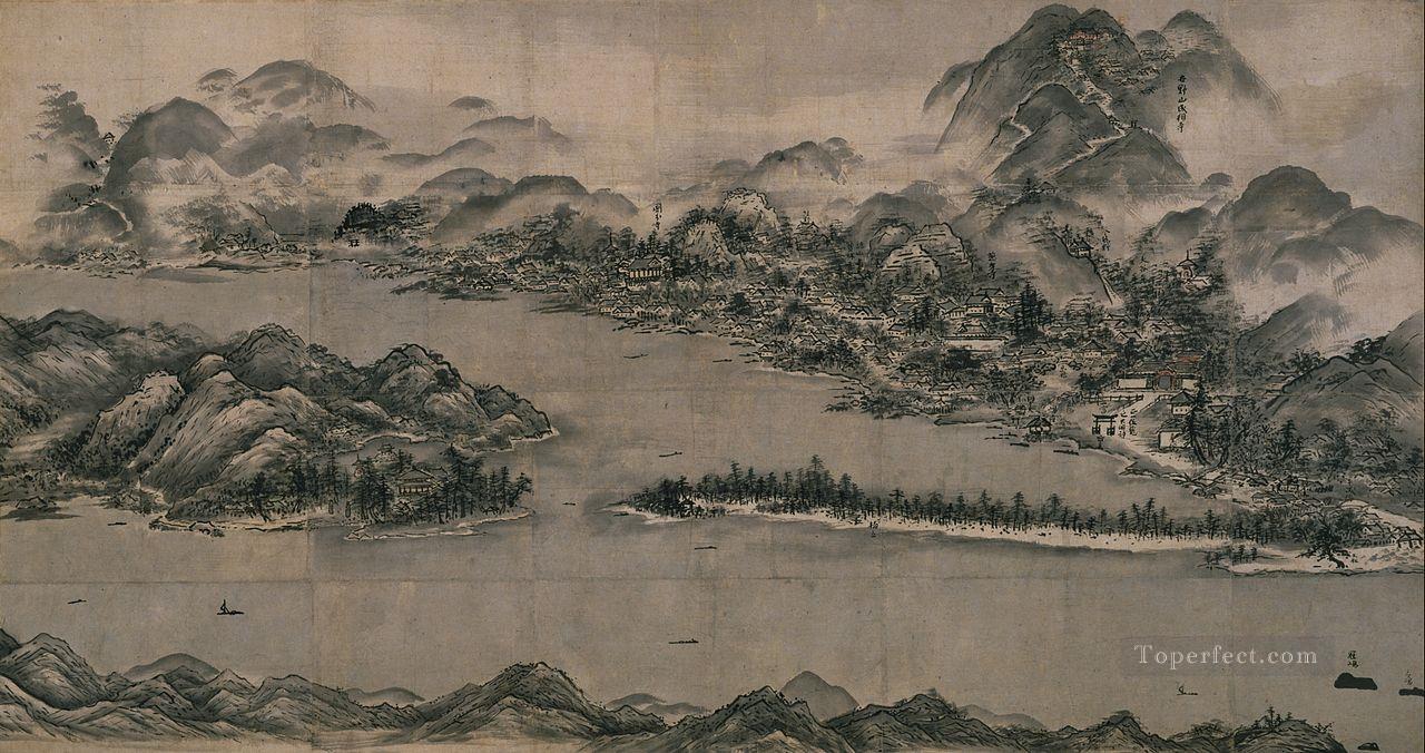 view of ama no hashidate 1505 Sessho Toyo Japanese Oil Paintings